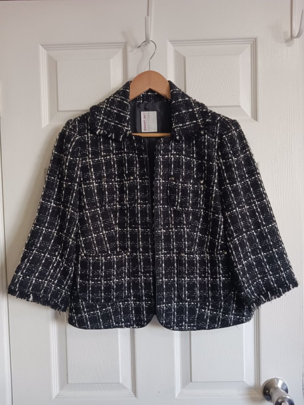 Smart Set Vintage Chanel-Style Tweed Bouclé Plaid Jacket 2010